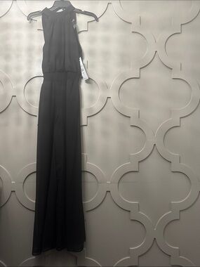 MSK Black Halter Neck Wide-Leg Jumpsuit